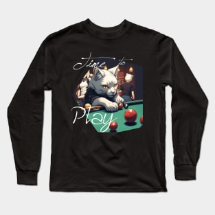 Cat Playing Pool Long Sleeve T-Shirt